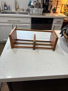 Vintage Mid-Century Modern Expandable Wooden Desktop Book Rack